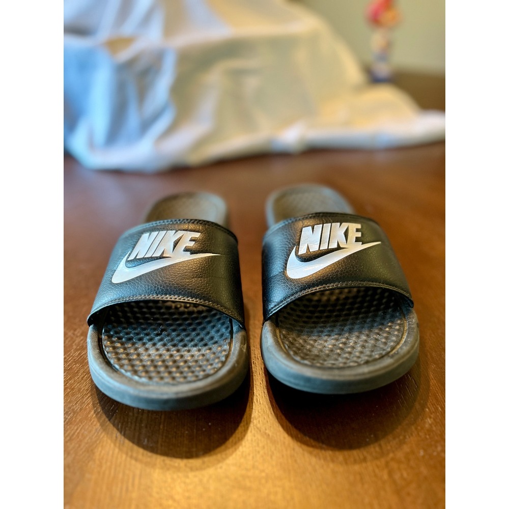 Nike Benassi JDI Slides Black White Athletic Sandals 343881-011